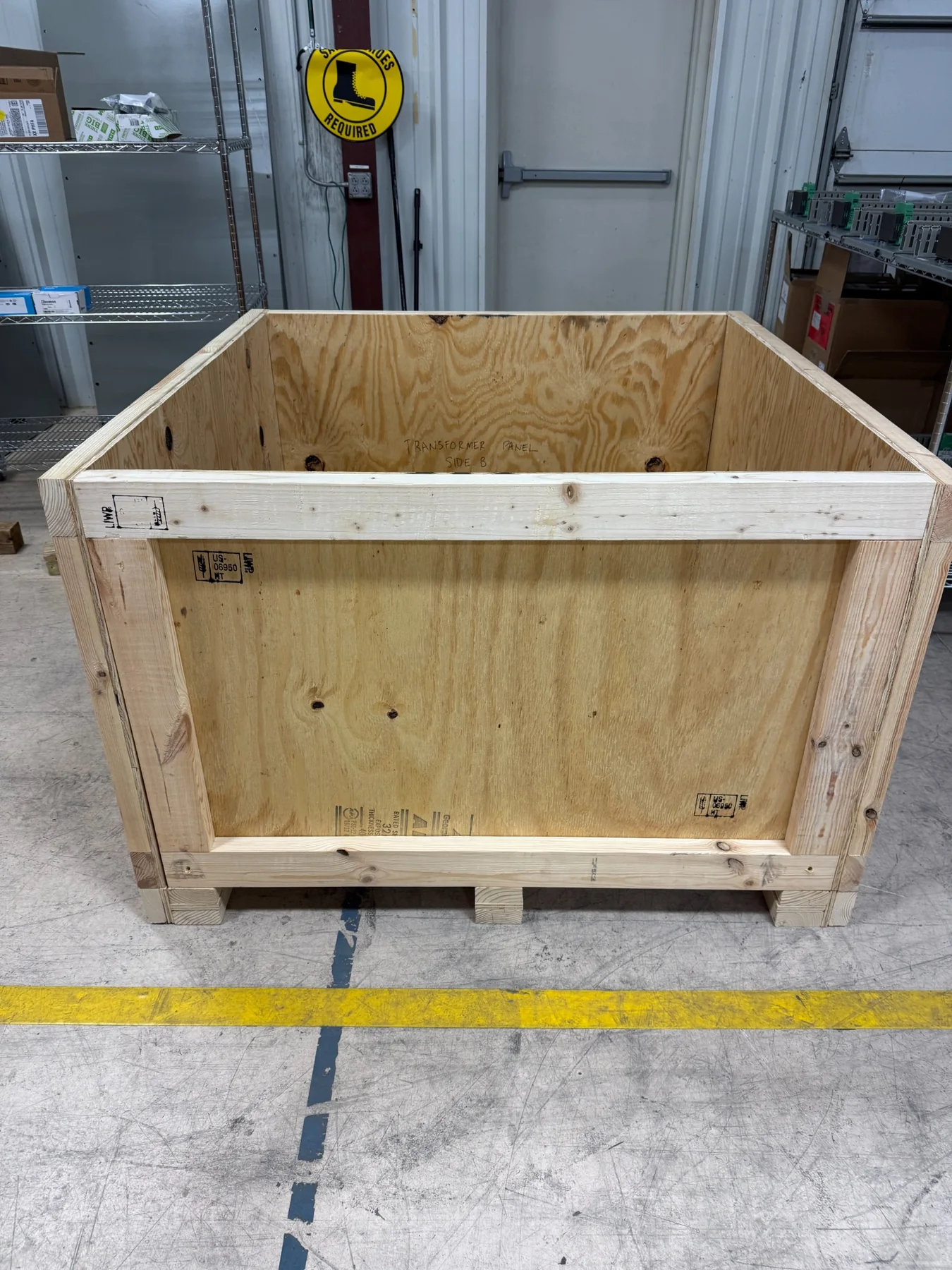 Custom industrial equipment shipping crate base